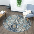 thumbnail image 1 of Ox Bay Ada 7'6" Round Navy Blue Floral Durable Indoor Area Rug, 1 of 8