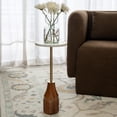 thumbnail image 1 of Laddha Home Designs Handcrafted Round Top Wooden End Table - 22" - White and Gold, 1 of 6