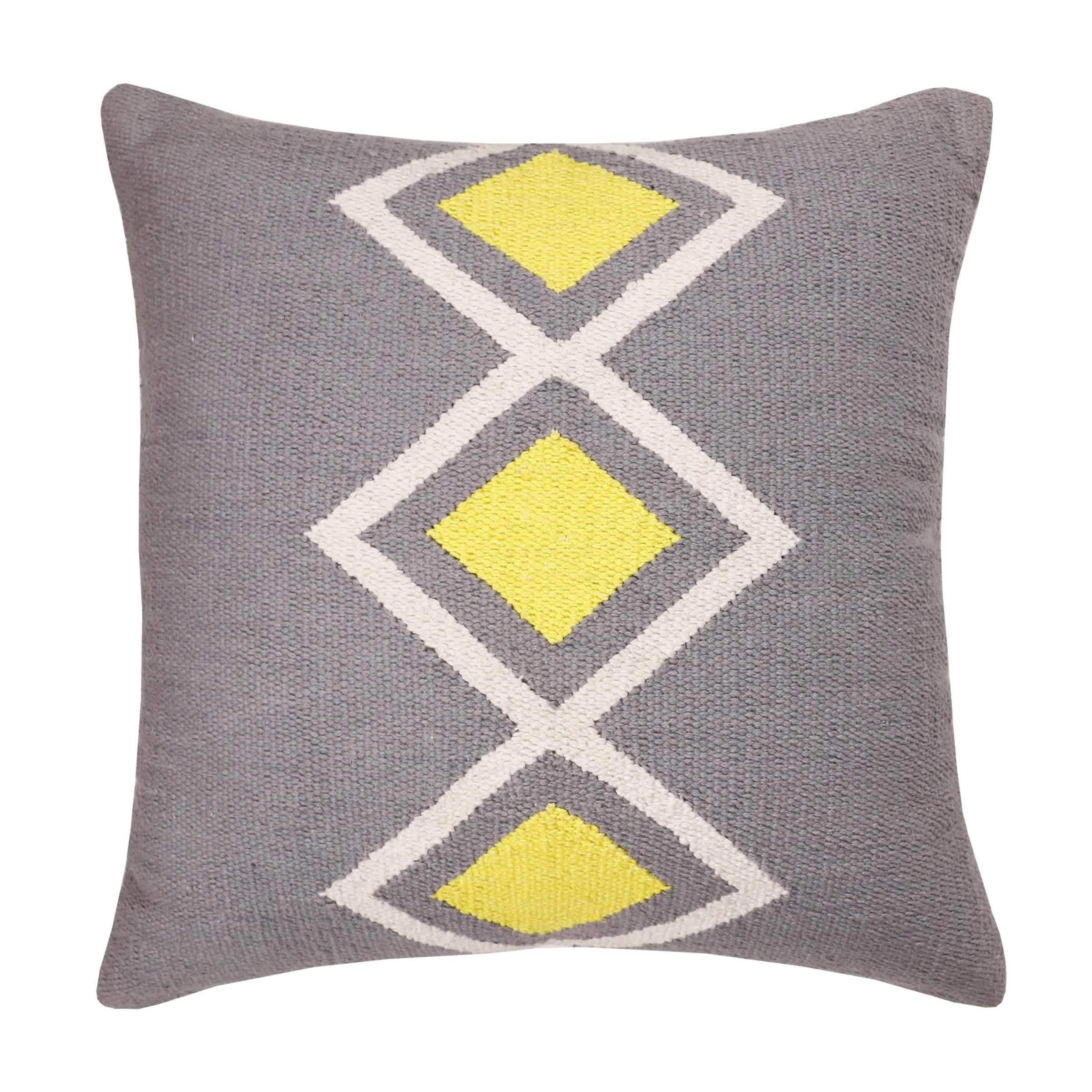 Harlow Hill Gray/White/Yellow Striped Contemporary Cotton Throw Pillow Cover, 20" x 20"