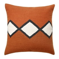 LR Home Ox Bay Hand-Woven Orange/White Geometric All-Natural Cotton Pillow Cover