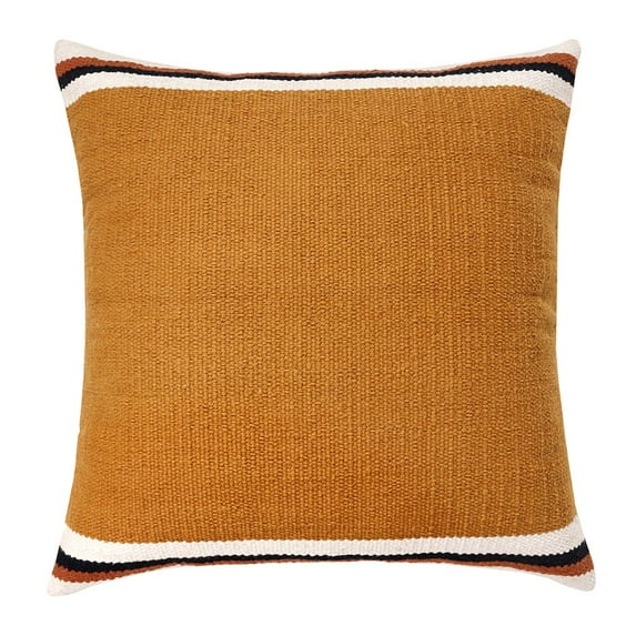 LR Home Ox Bay Hand-Woven Orange/White Stripe All-Natural Cotton Pillow Cover