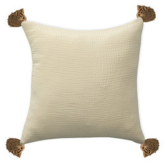 Ox Bay Amai 20" x 20" Natural Beige Ultra-Soft Turkish Cotton Adult Decorative Throw Pillow