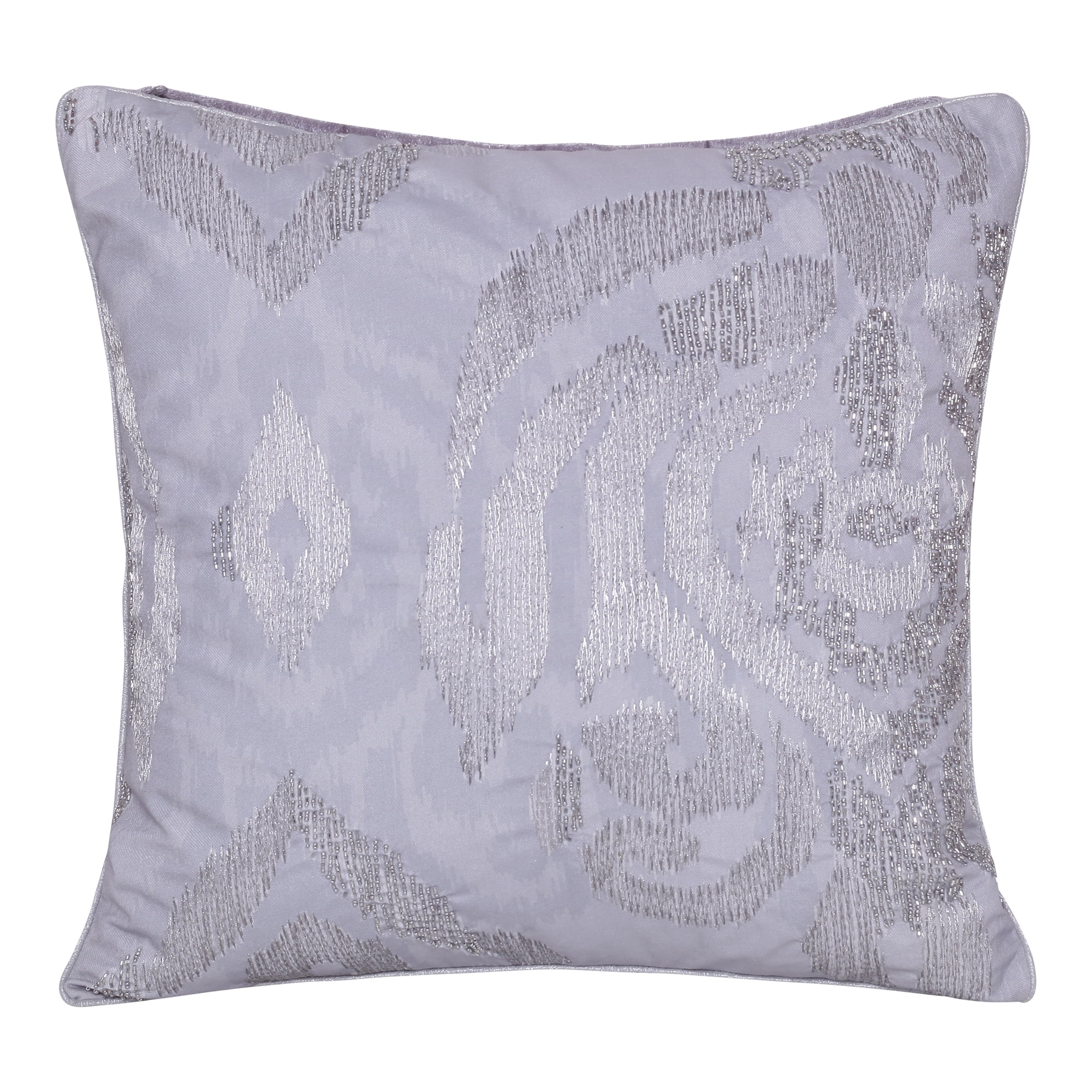 Ox Bay Amara Ikat Glam Polyester Hand Woven Throw Pillow, Silver/Gray, 20" x 20"