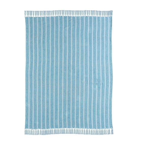 Ox Bay And Evette Rios Maui Blue Geometric Striped Adult Cotton Throw Blanket, 50" x 60"