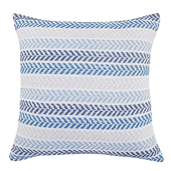 Ox Bay Ariya Blue/Ivory Chevron Cotton Adult Decorative Throw Pillow