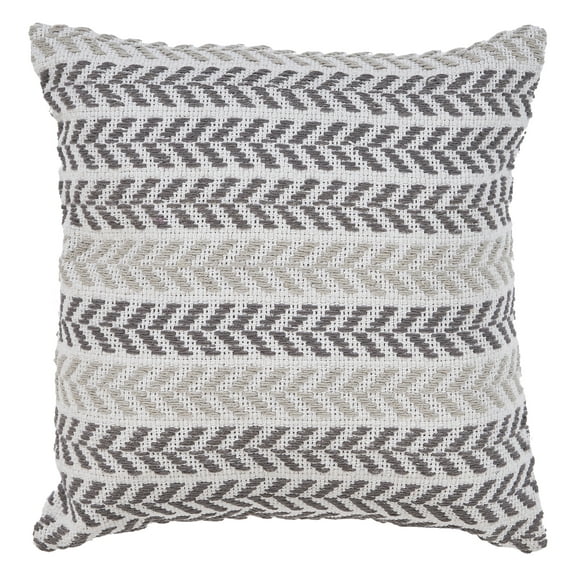 Ox Bay Ariya Gray/Ivory Chevron Cotton Adult Decorative Throw Pillow Cover
