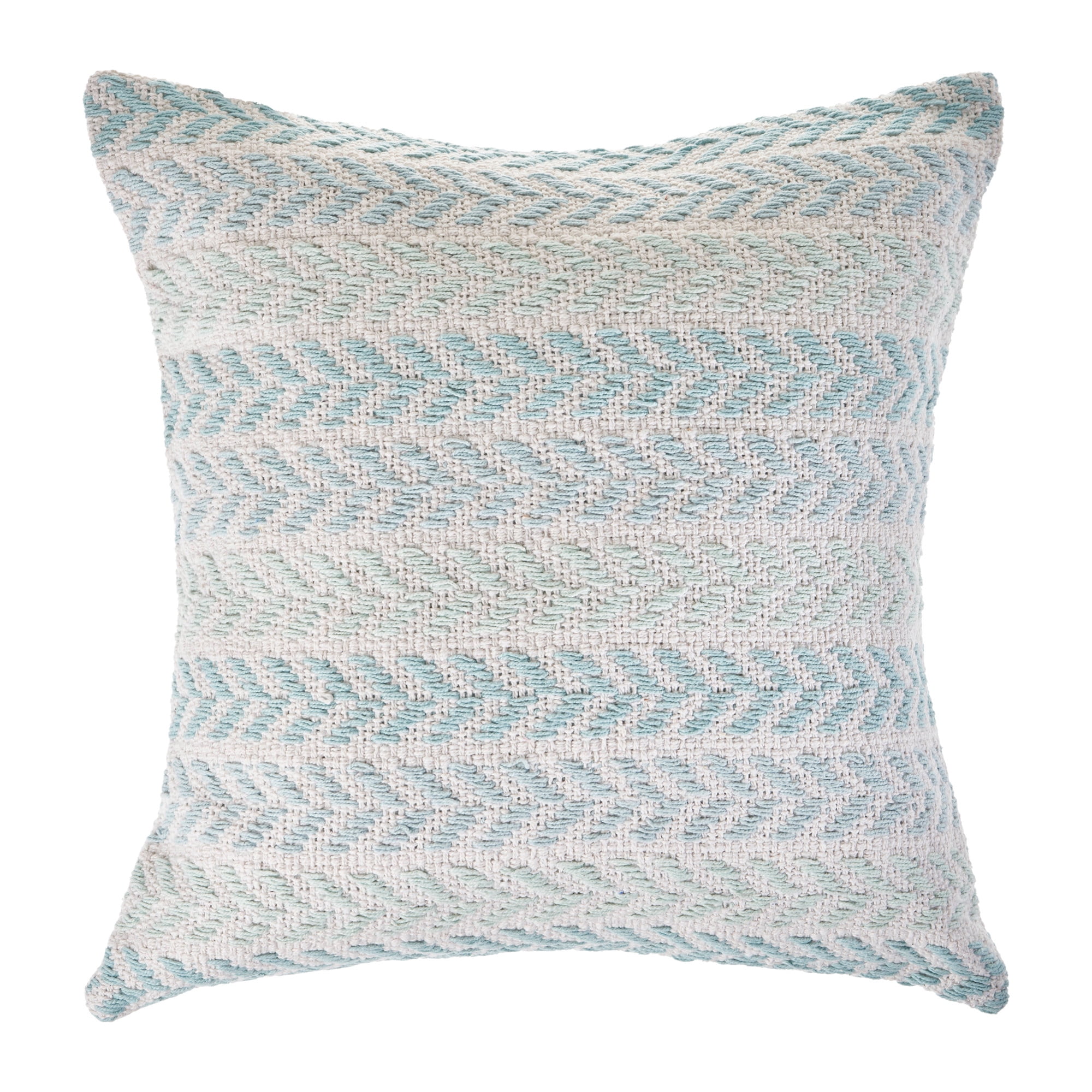 Harlow Hill Ariya Spa Blue/White Chevron Cotton Adult Decorative Throw Pillow, 18" x 18"