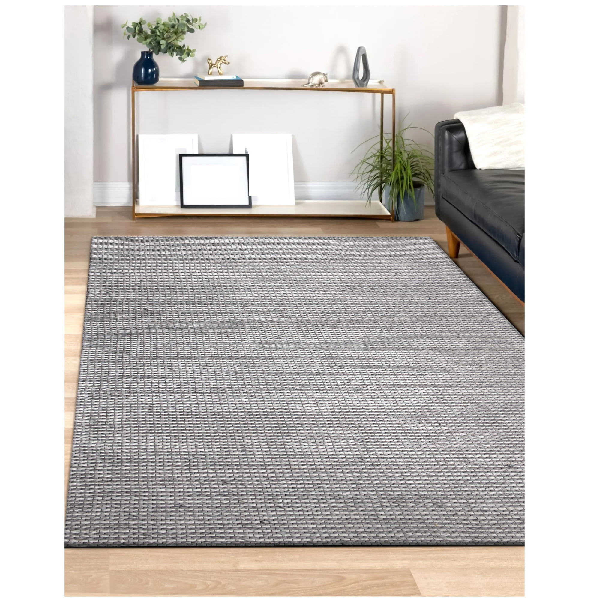 Ox Bay Asane 7'9" x 9'9" Gray/Silver Striped Wool Indoor Area Rug