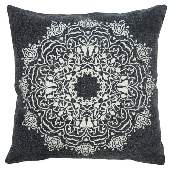 Ox Bay Ava 20" x 20" Black/White Medallion Cotton Adult Decorative Throw Pillow