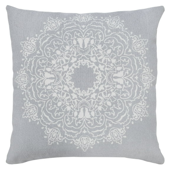Ox Bay Ava 20" x 20" Pale Gray/White Medallion Cotton Adult Decorative Throw Pillow Cover
