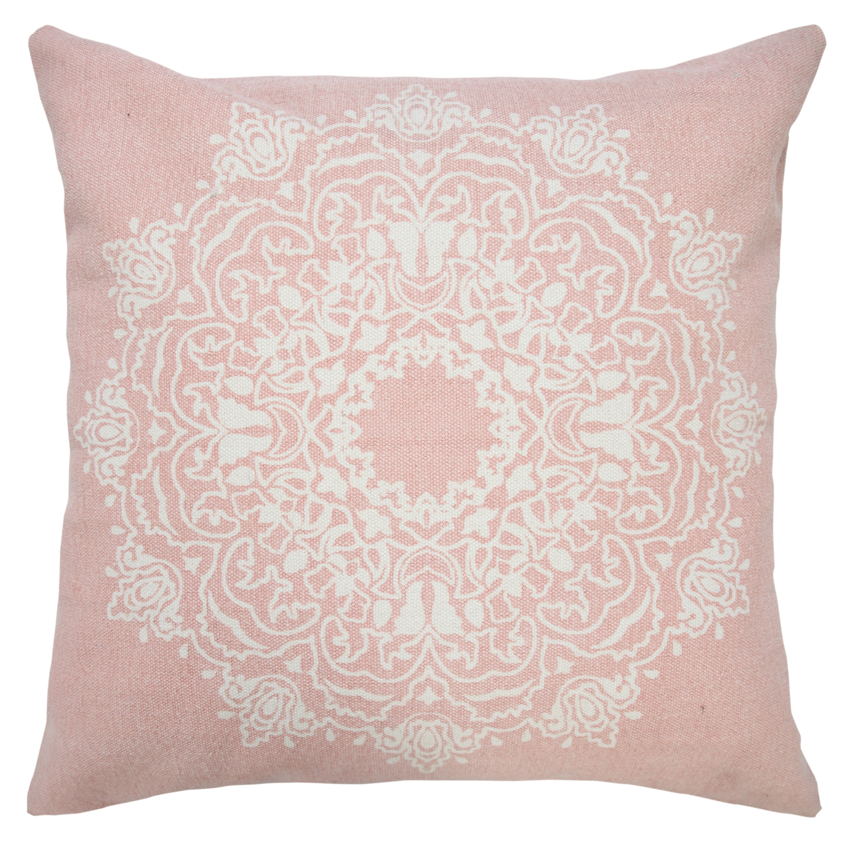 Ox Bay Ava 20" x 20" Pink/White Medallion Cotton Adult Decorative Throw Pillow Cover