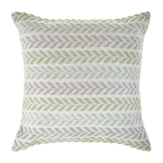 LR Home Ariya Green/Purple Chevron Cotton Adult Decorative Throw Pillow Cover