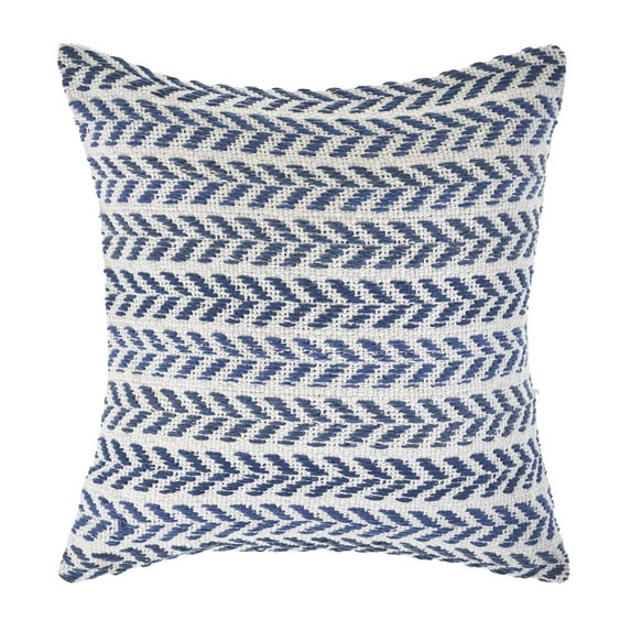 LR Home Ariya Indigo/White Chevron Cotton Adult Decorative Throw Pillow Cover