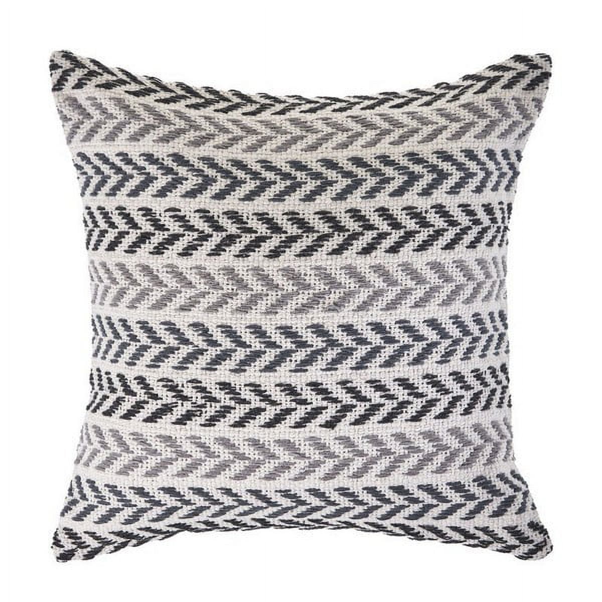 LR Home Ariya Gray/Black Chevron Cotton Adult Decorative Throw Pillow Cover