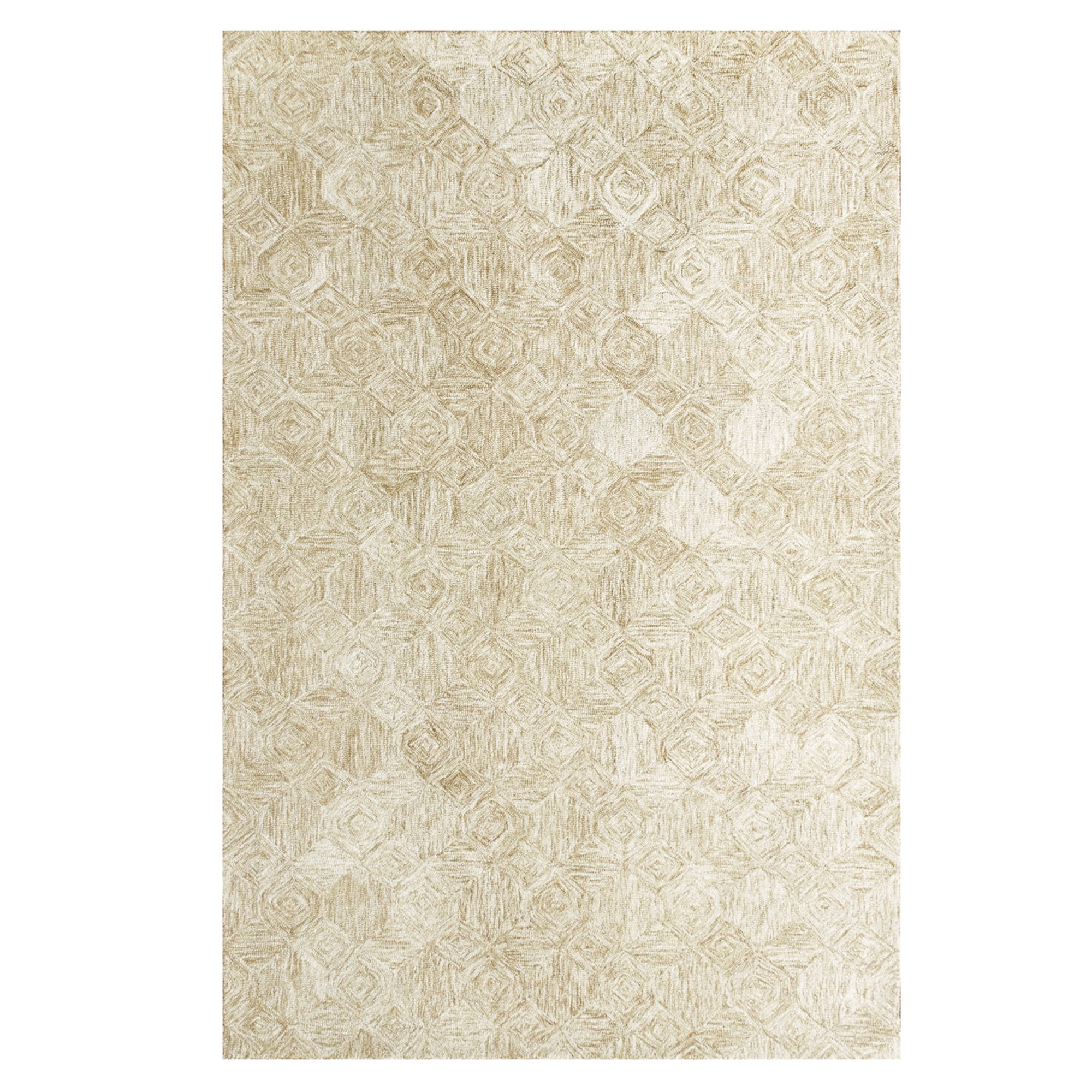 Ox Bay Bea Geometric Modern Hand-Tufted Wool Indoor Area Rug, Beige, 7'9" x 9'9"