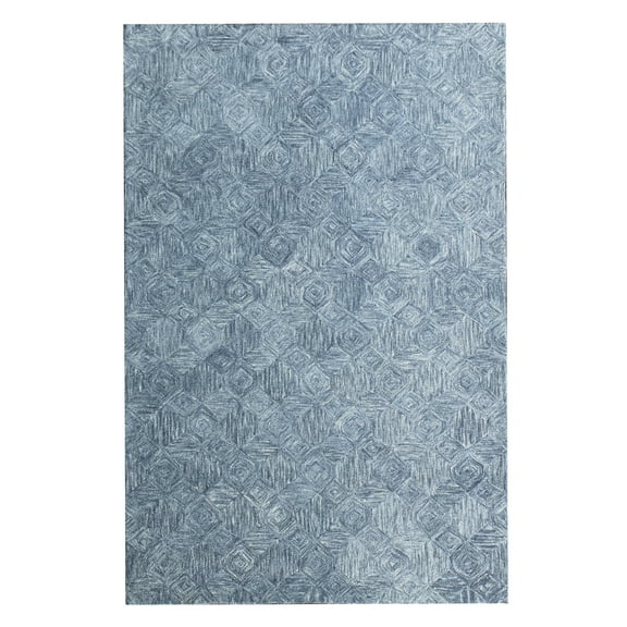 Ox Bay Bea Geometric Modern Hand-Tufted Wool Indoor Area Rug, Blue, 5' x 7'9"