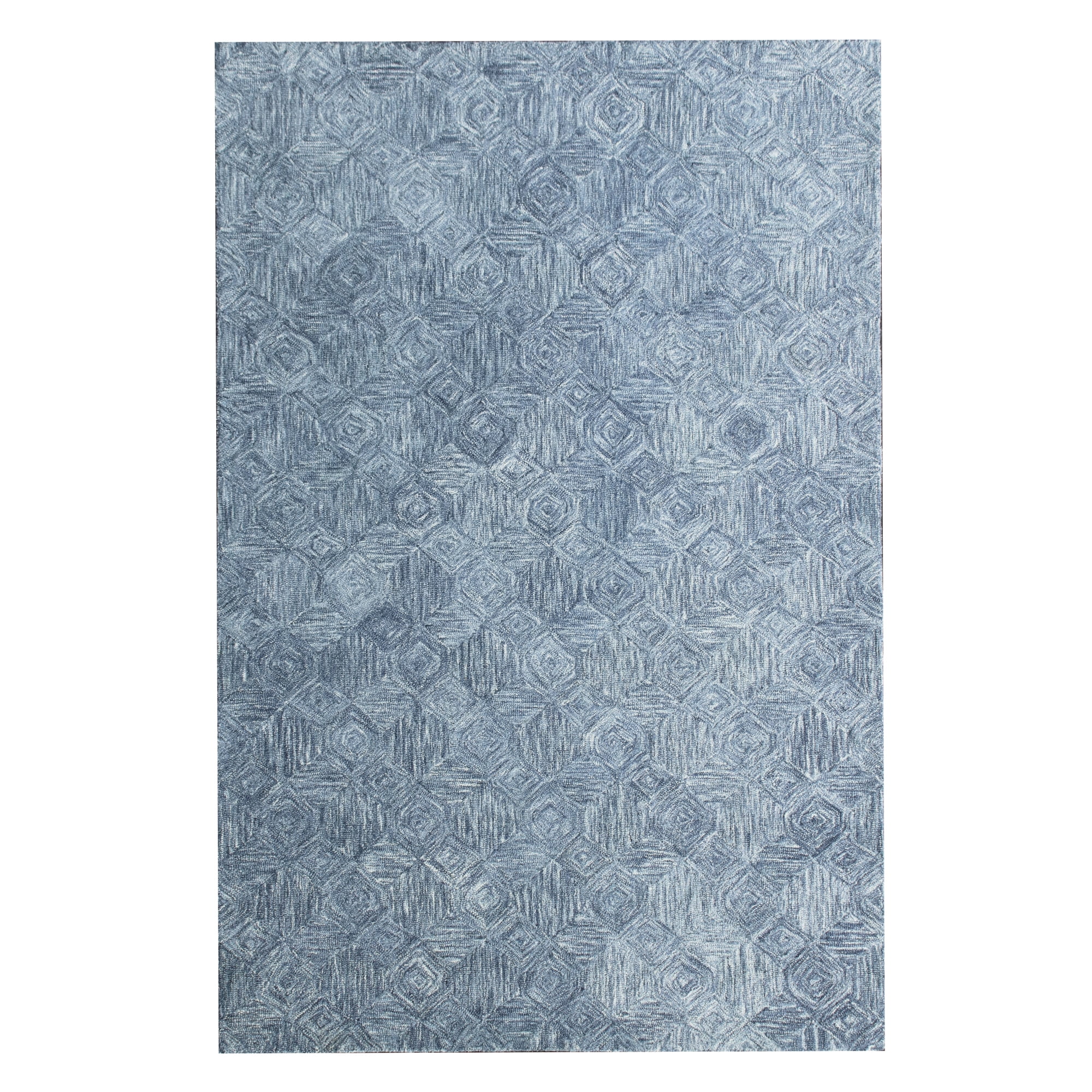 Ox Bay Bea Geometric Modern Hand-Tufted Wool Indoor Area Rug, Blue, 7'9" x 9'9"