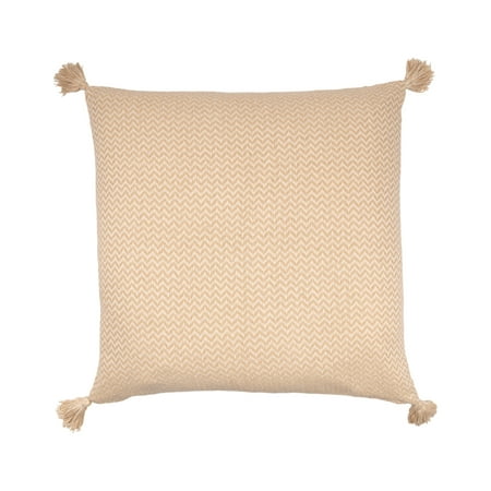 Woven Paths Jane Beige Chevron Stripe Cotton Adult Decorative Throw Pillow