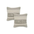 thumbnail image 1 of LR Home Ox Bay Beige Striped All-Natural Cotton Square 2 Piece Pillow Cover Set, 1 of 4