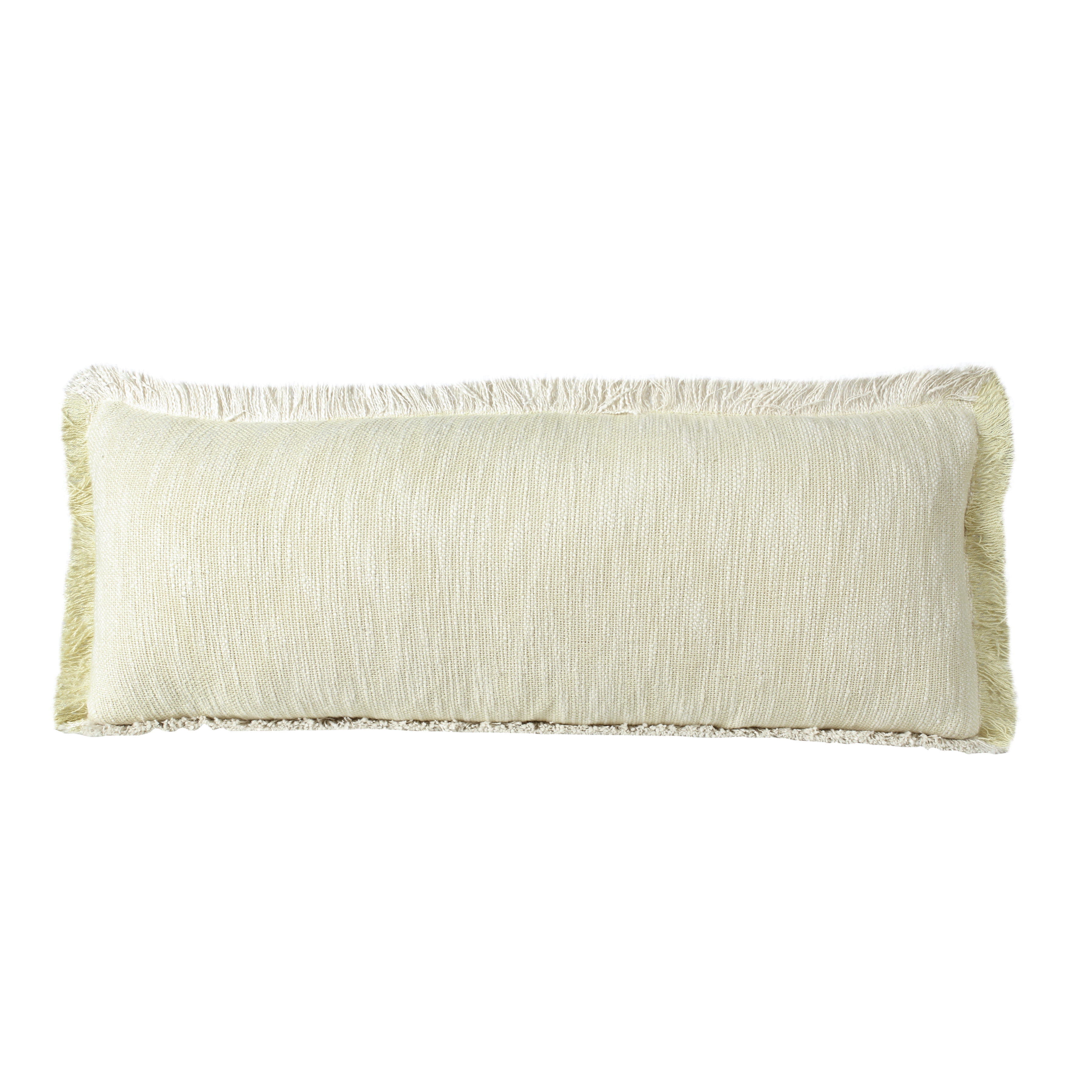 Ox Bay Bennett 14" x 36" Fringed Light Yellow Cotton Adult Decorative Throw Pillow