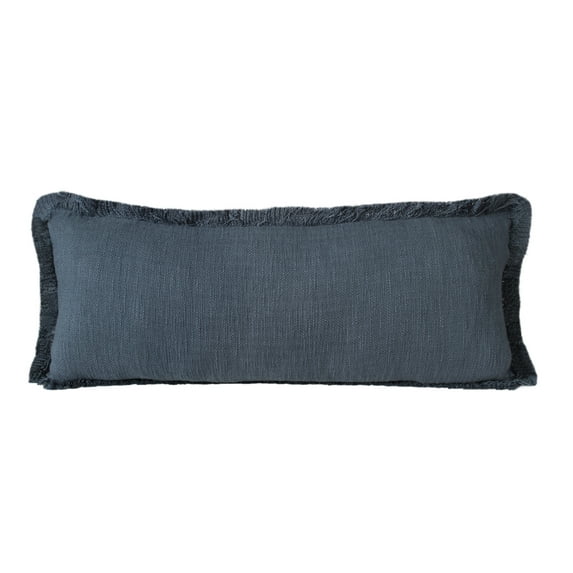 Ox Bay Bennett 14" x 36" Fringed Navy Blue Cotton Adult Decorative Throw Pillow
