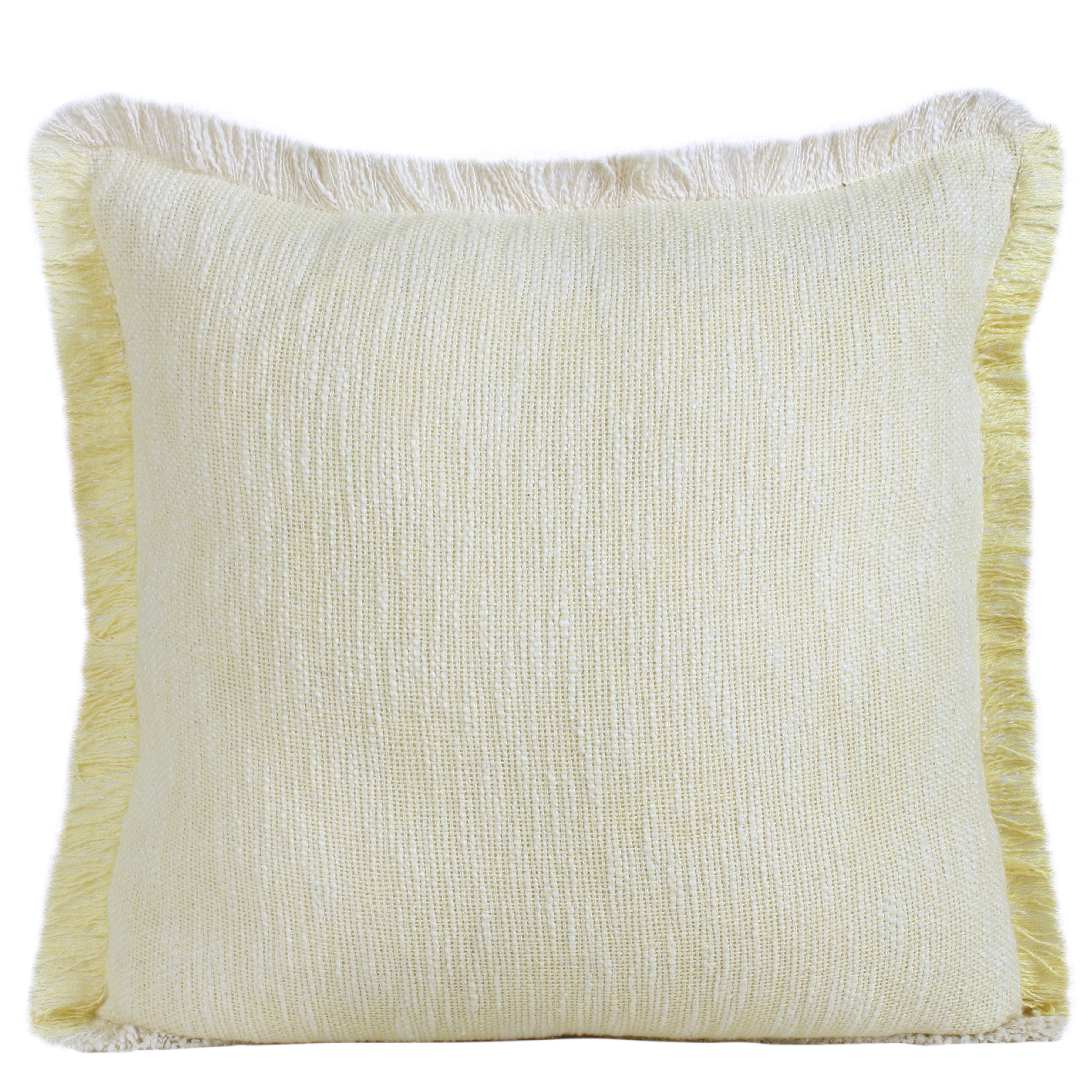 Ox Bay Bennett 20" x 20" Fringed Light Yellow Cotton Adult Decorative Throw Pillow