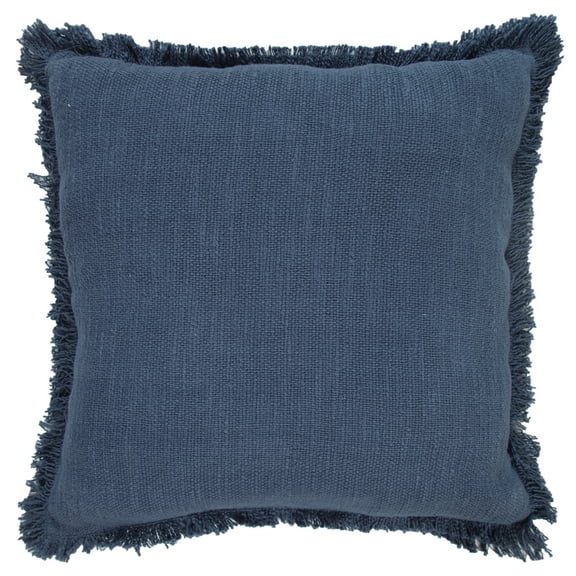 Ox Bay Bennett 20" x 20" Fringed Navy Blue Cotton Adult Decorative Throw Pillow