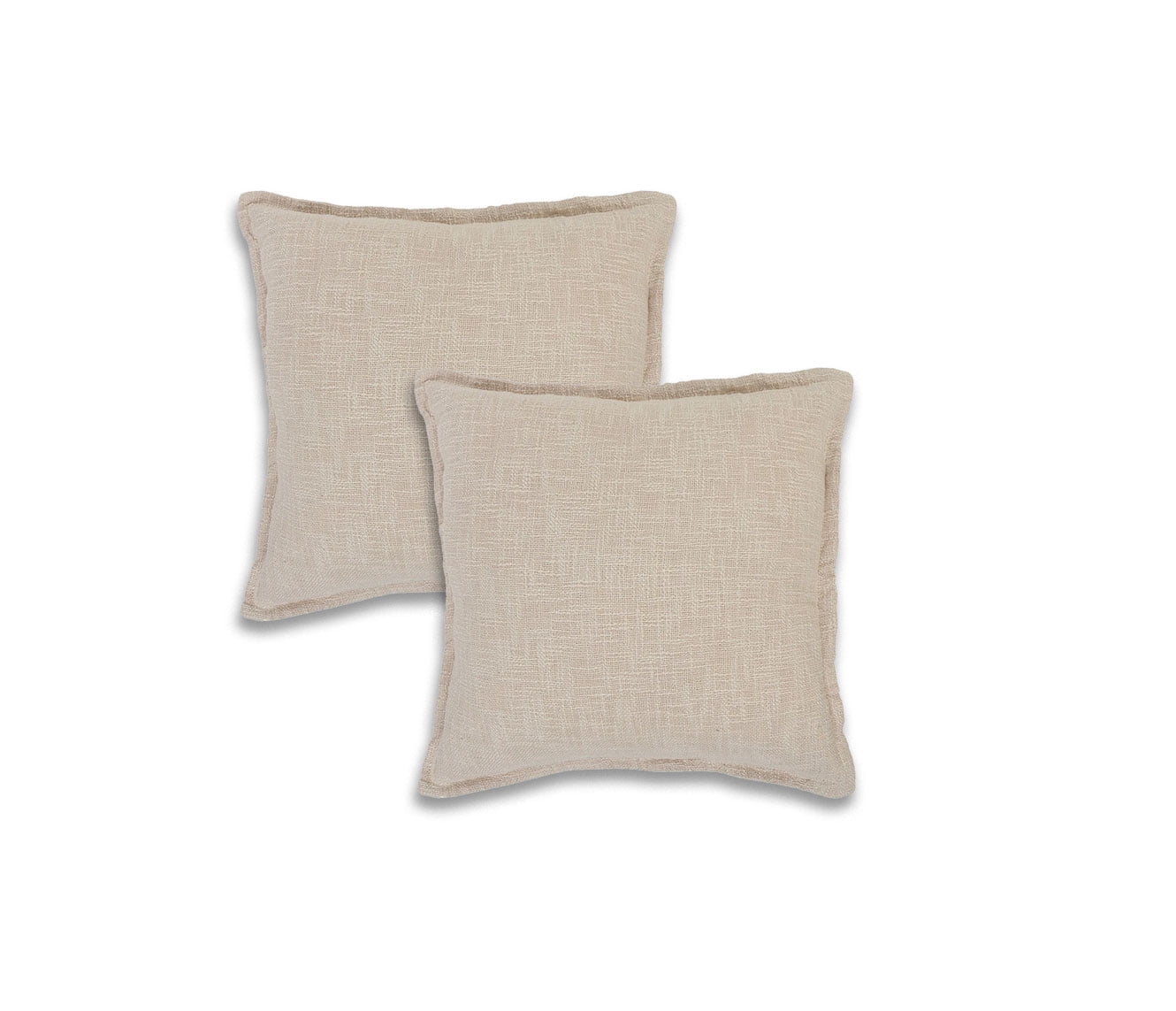 Ox Bay Bennett Set of 2 Beige 20" x 20" Cotton Adult Decorative Feather Filled Pillow Set