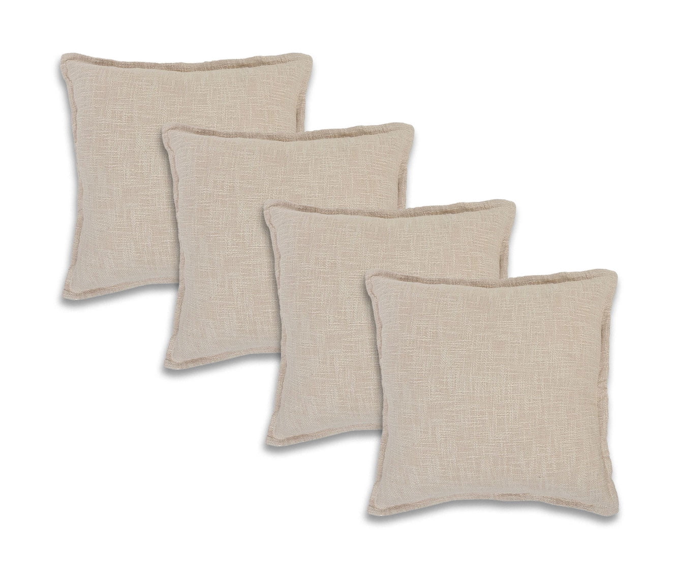 Ox Bay Bennett Set of 4 Beige 20" x 20" Cotton Adult Decorative Feather Filled Pillow Set