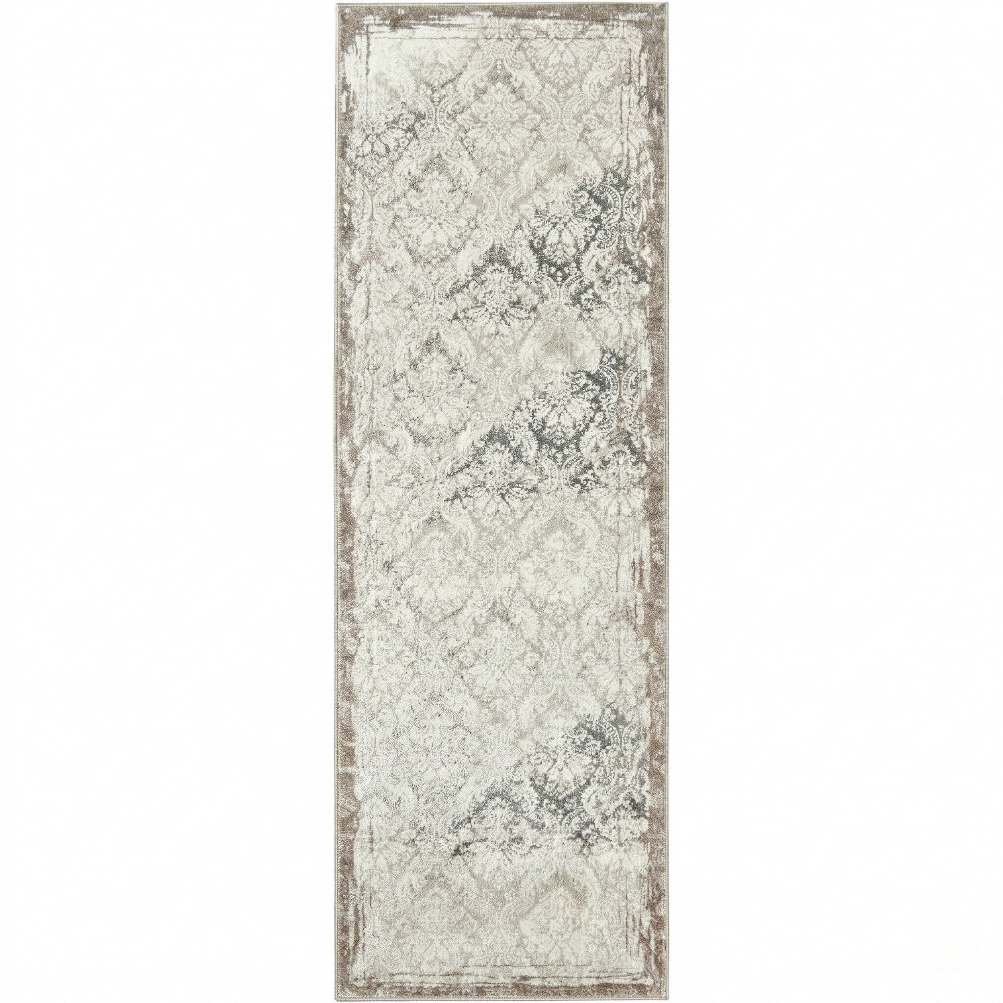 Ox Bay Bethany 2'6" x 8' Beige Trellis Durable Indoor Area Rug