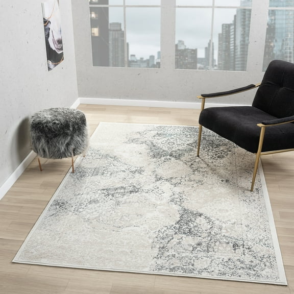 Ox Bay Bethany 5' x 7' Beige/Blue Diamond Durable Indoor Area Rug