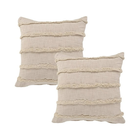 LR Home Ox Bay Birch Solid All-Natural Cotton Square 2 Piece Pillow Cover Set
