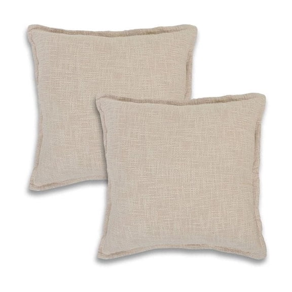 Harlow Hill Aspen Cotton Pillow Set of 2 in Beige, 20" x 20"