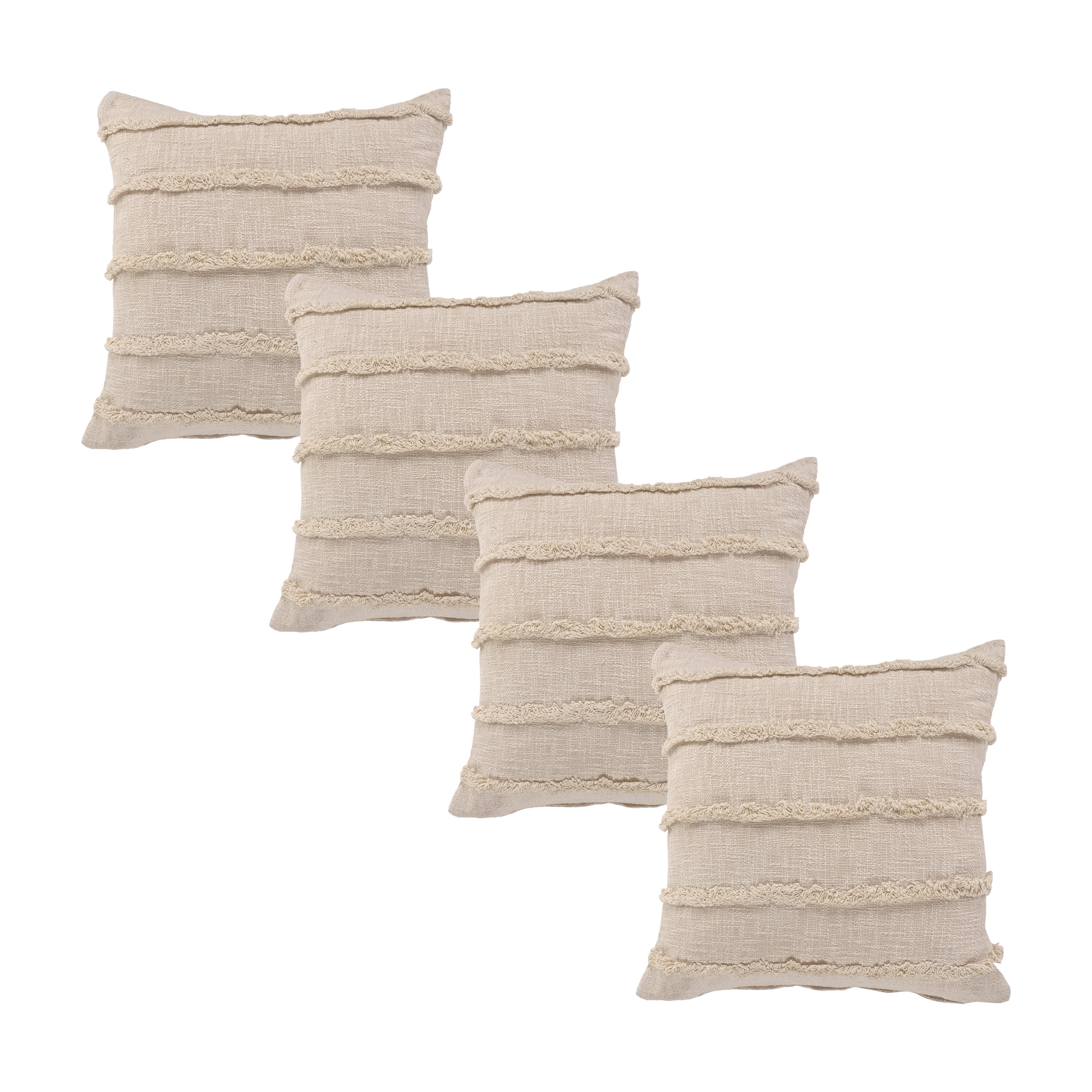 Ox Bay Birch Solid Organic Cotton Square 4 Piece Pillow Feather Filled Set