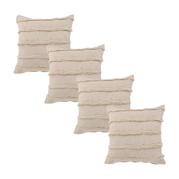 LR Home Rory Cotton Pillow Set of 4 in Beige, 20" x 20"