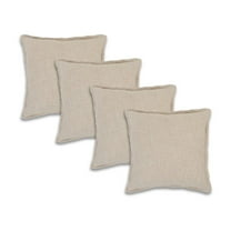 LR Home Aspen Cotton Pillow Set of 4 in Beige, 20" x 20"
