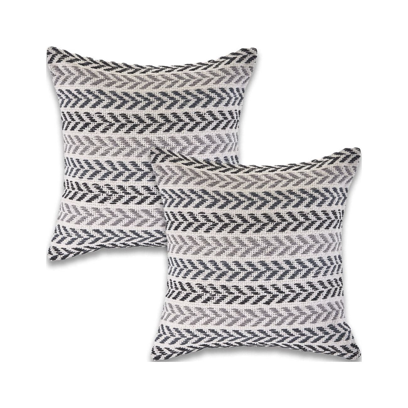 Ox Bay Black Chevron Organic Cotton Square 2 Piece Pillow Feather Filled Set
