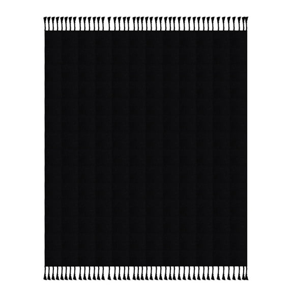 Ox Bay Black Cotton Throw, 60" x 50"