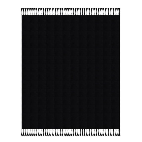 Ox Bay Black Cotton Throw, 60" x 50"