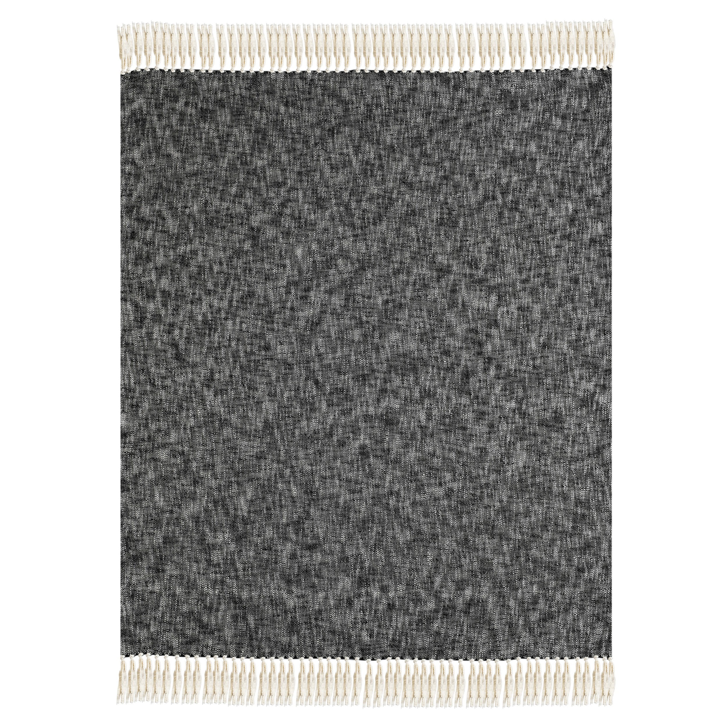 Ox Bay Black/Ivory Distressed Cotton Adult Throw Blanket, 50" x 60"