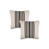 LR Home Elevate Cotton Pillow Set of 2 in White/Black, 22" x 22"