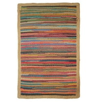 Ox Bay Blair 2' x 3' Rainbow Striped Braided Cotton and Jute Indoor Area Rug