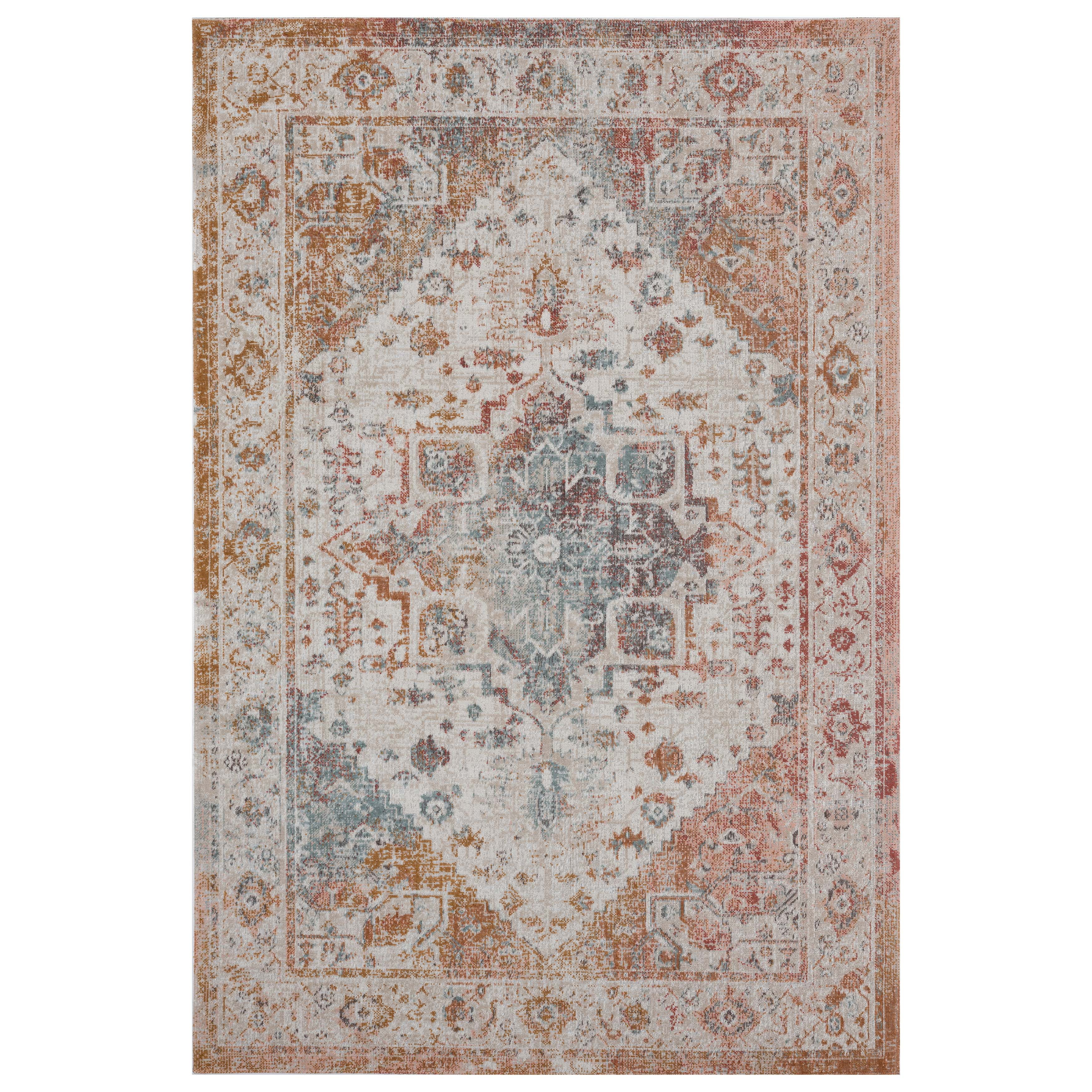 Blake 5'3" x 7'10" Blue and Beige Synthetic Area Rug