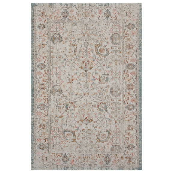 Ox Bay Blake 5'3" x 7'10" Beige/Blue Traditional Durable Performance Indoor/Outdoor Area Rug