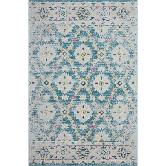 Ox Bay Blake 7'9" x 9'9" Blue/Gray Trellis Durable Performance Indoor/Outdoor Area Rug