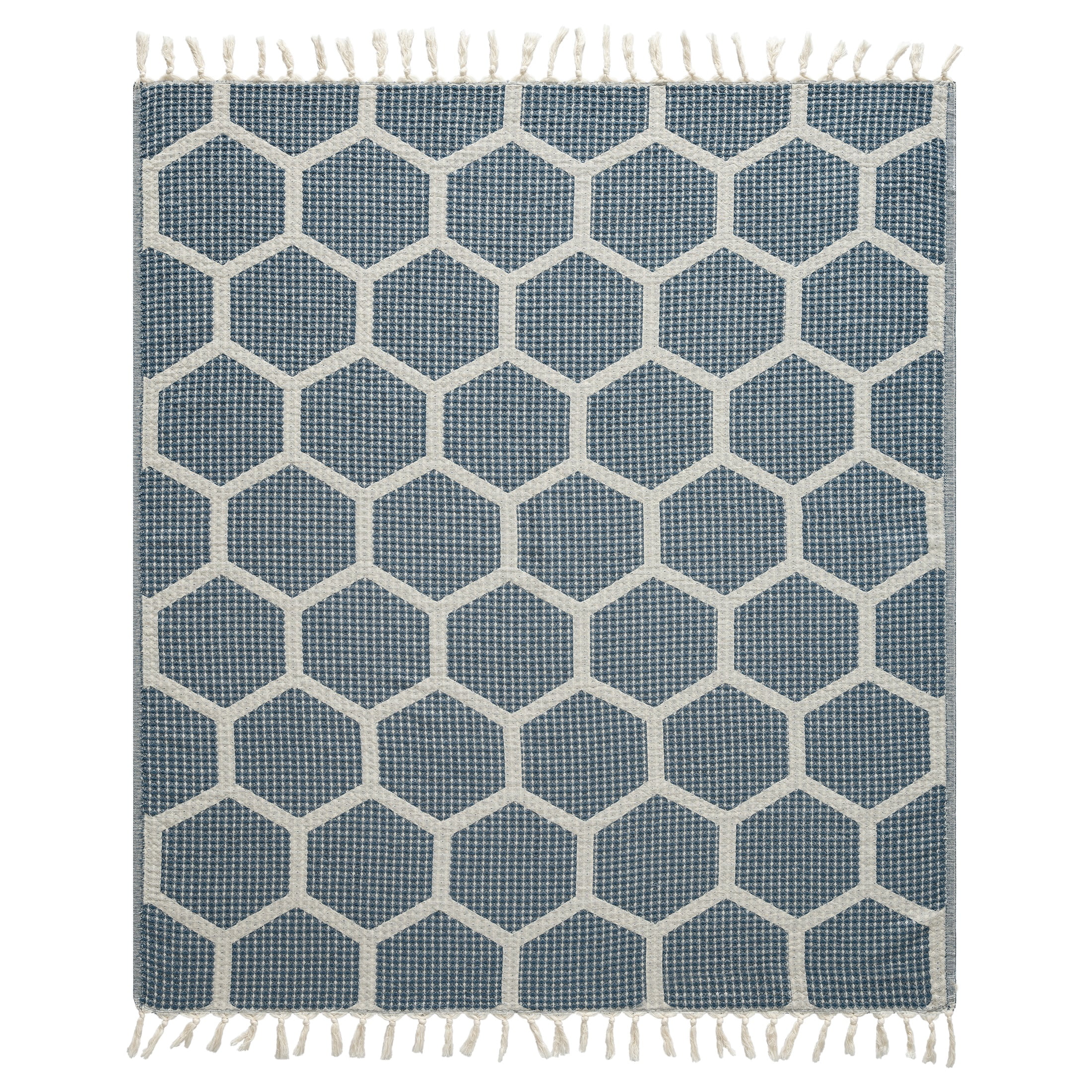 Blue and Cream Organic Cotton Reversible Throw Blanket