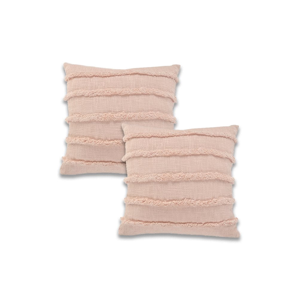 LR Home Ox Bay Blush Solid All-Natural Cotton Square 2 Piece Pillow Cover Set