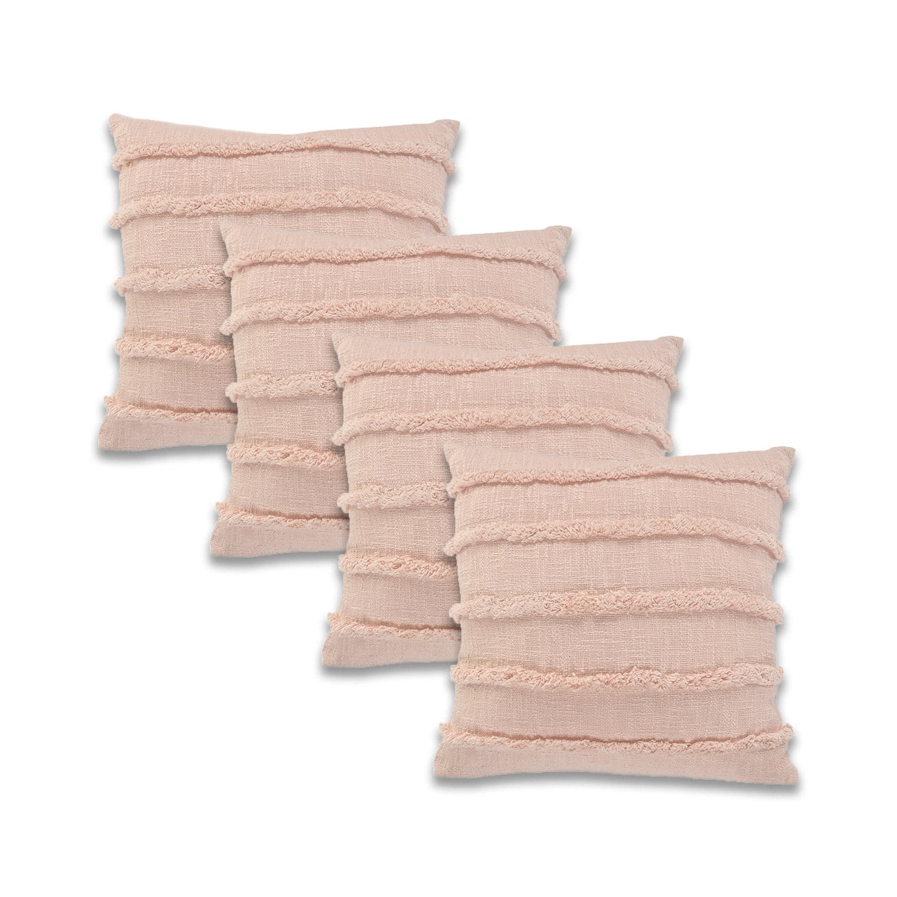 Ox Bay Blush Solid Organic Cotton Square 4 Piece Pillow Feather Filled Set