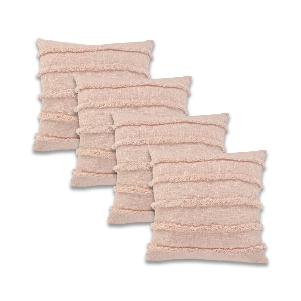 LR Home Rory Cotton Pillow Set of 4 in Pink, 20" x 20"