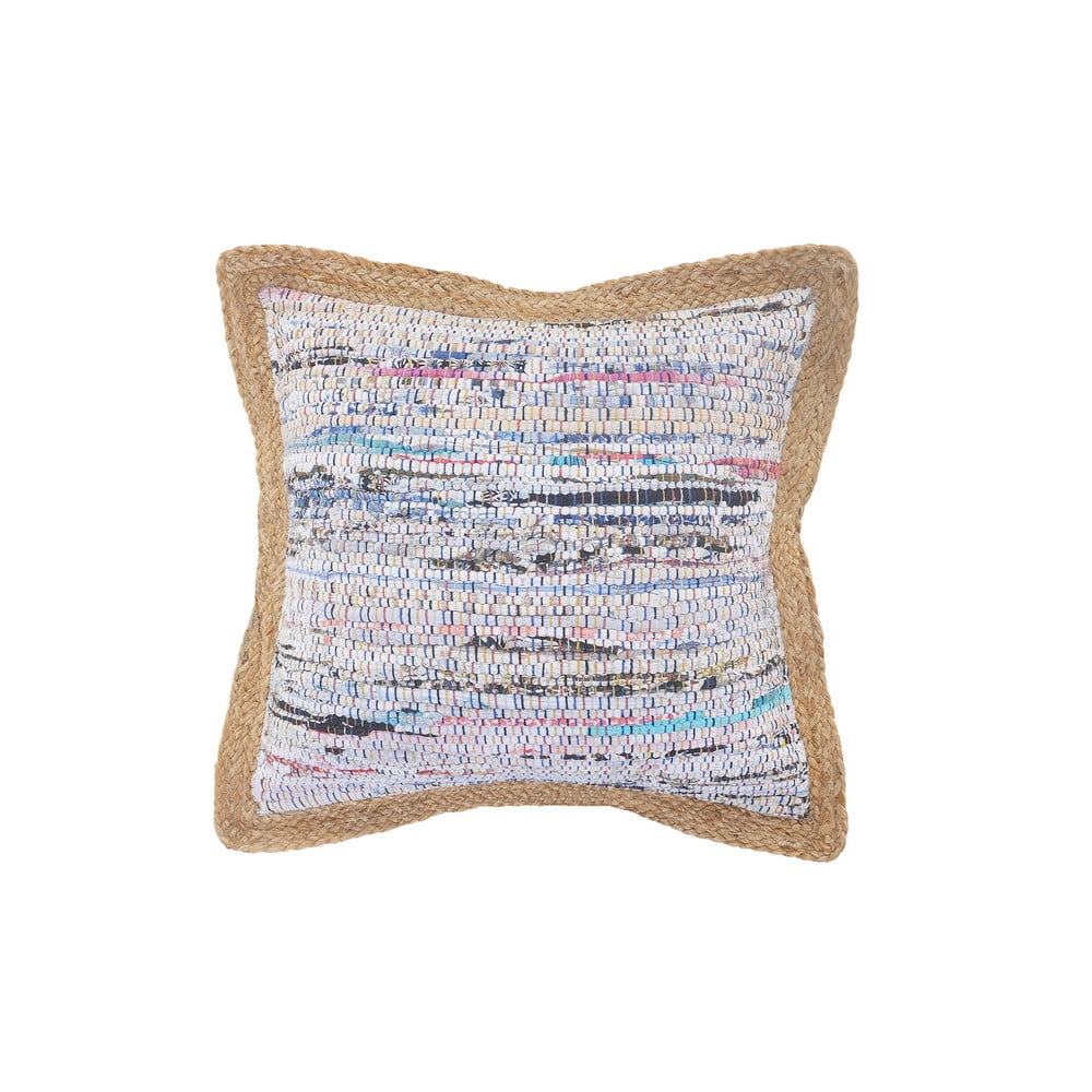 Pastel Striped Cotton and Jute Square Throw Pillow